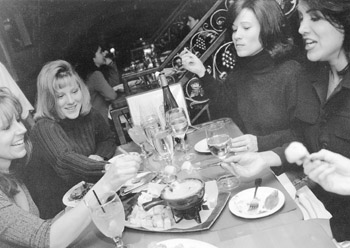 The Wine Cellar Fondue Fork Fight Guests at the Wine Cellar can expect a good time, from appetizer to dessert.